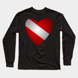 Diving Heart Flag Love Gift Long Sleeve T-Shirt